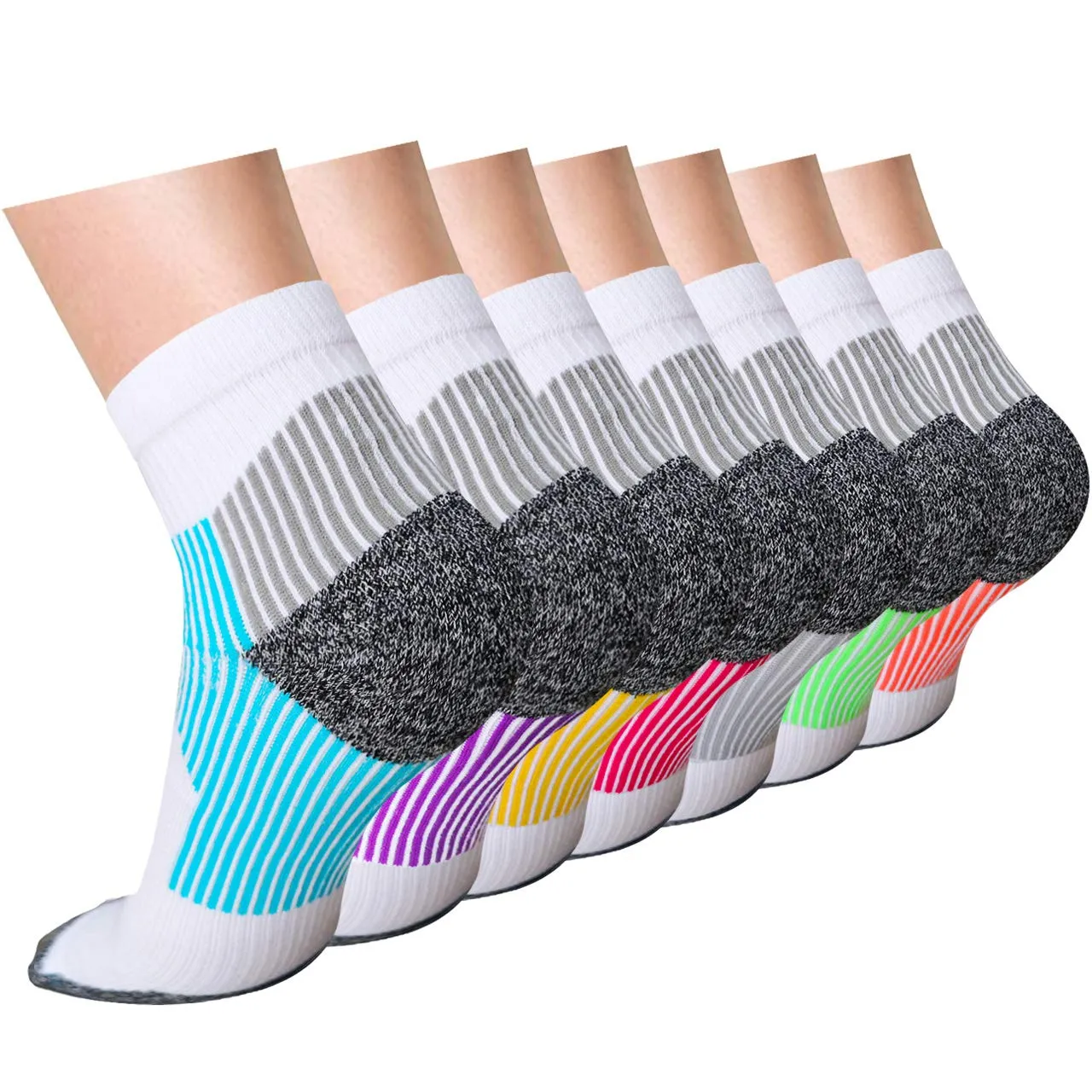 7-Pairs Low Cut Plantar Fasciitis  Compression Socks | Actinput
