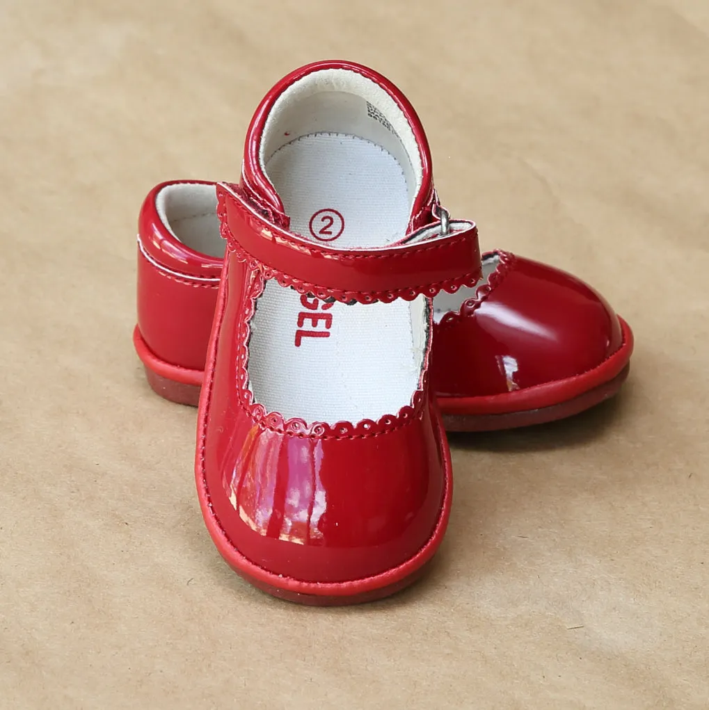 Angel Baby Girls Scalloped Leather Mary Jane