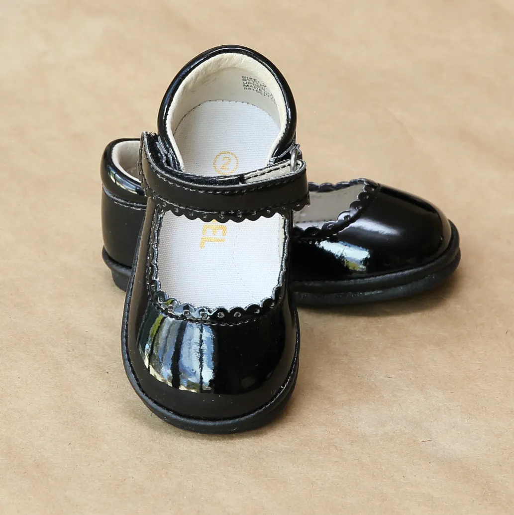 Angel Baby Girls Scalloped Leather Mary Jane