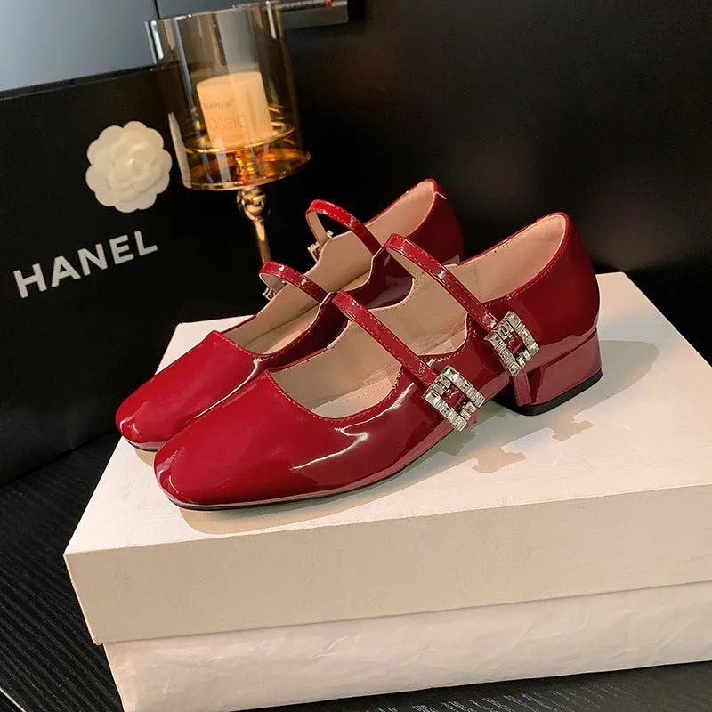 Block Heel Buckle Mary Jane Shoes