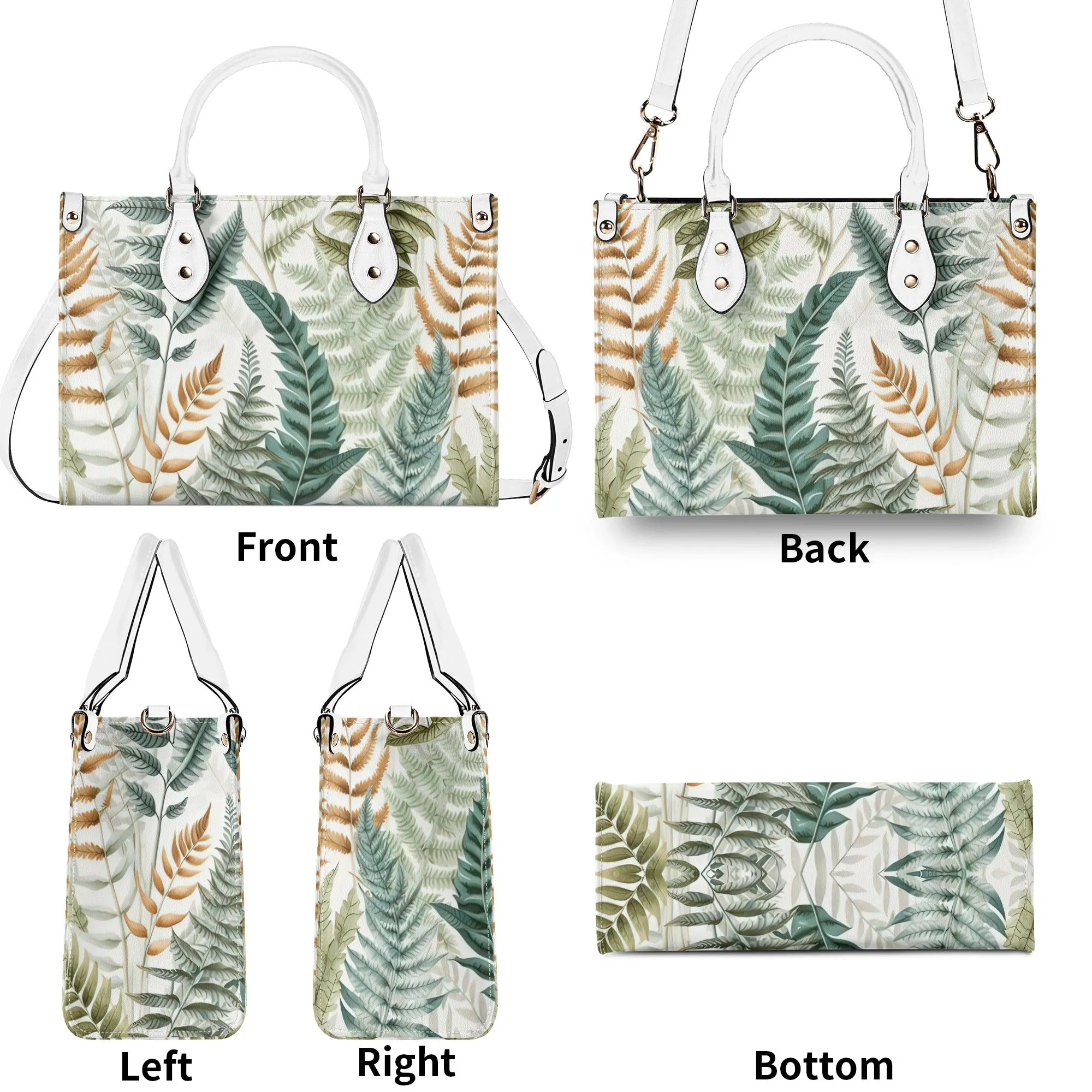 Botanical Ferns Womens Luxury Vegan Handbag