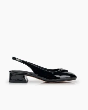 (Clean Up -US 6) Square Toe Slingback Chunky Low Block Heels Pumps