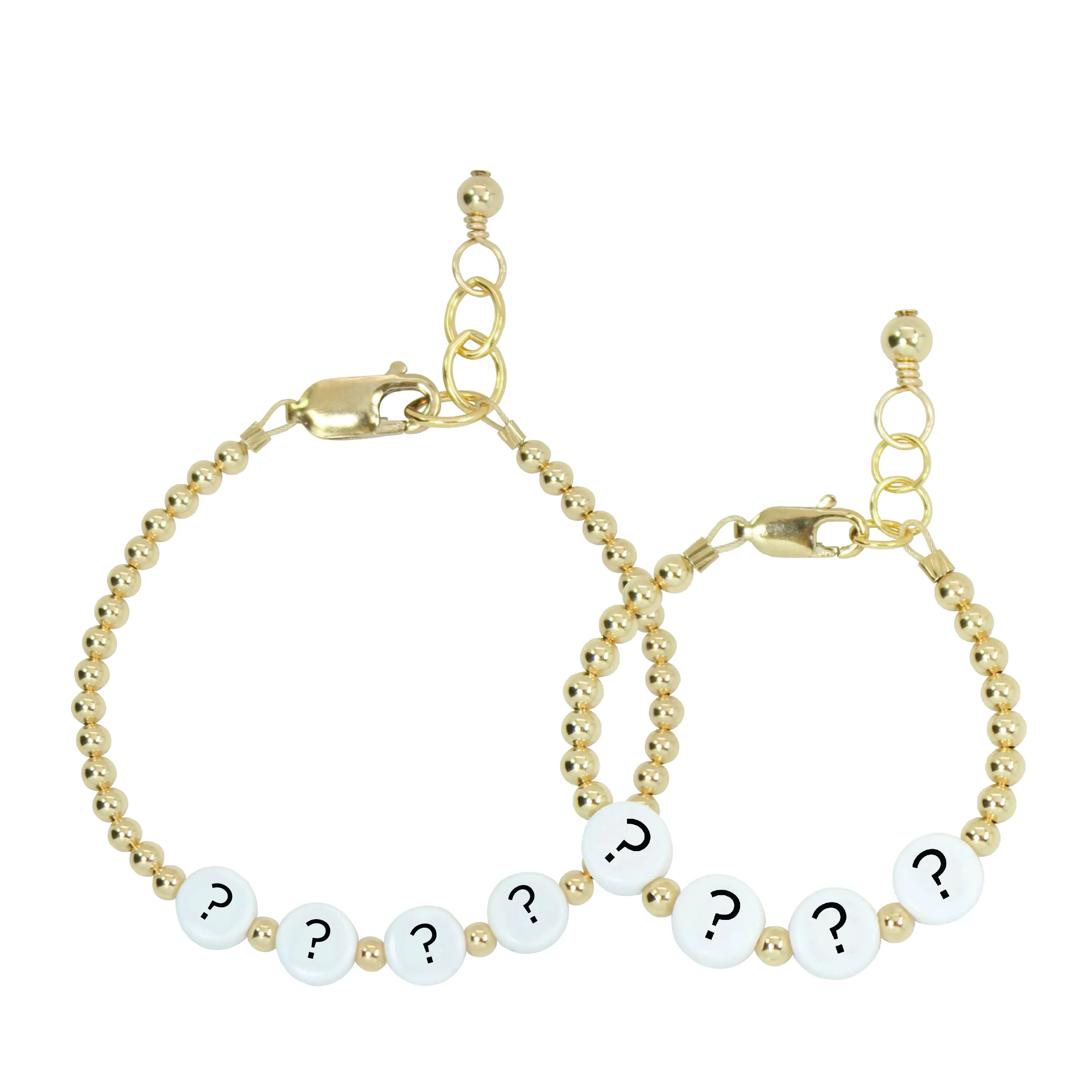Custom Letter Mom   Mini Bracelet set (6MM Beads)