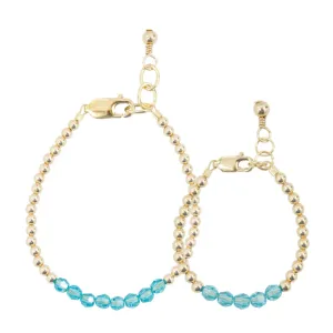 December Birthstone Mom   Mini Bracelet Set (3MM   4MM Beads)