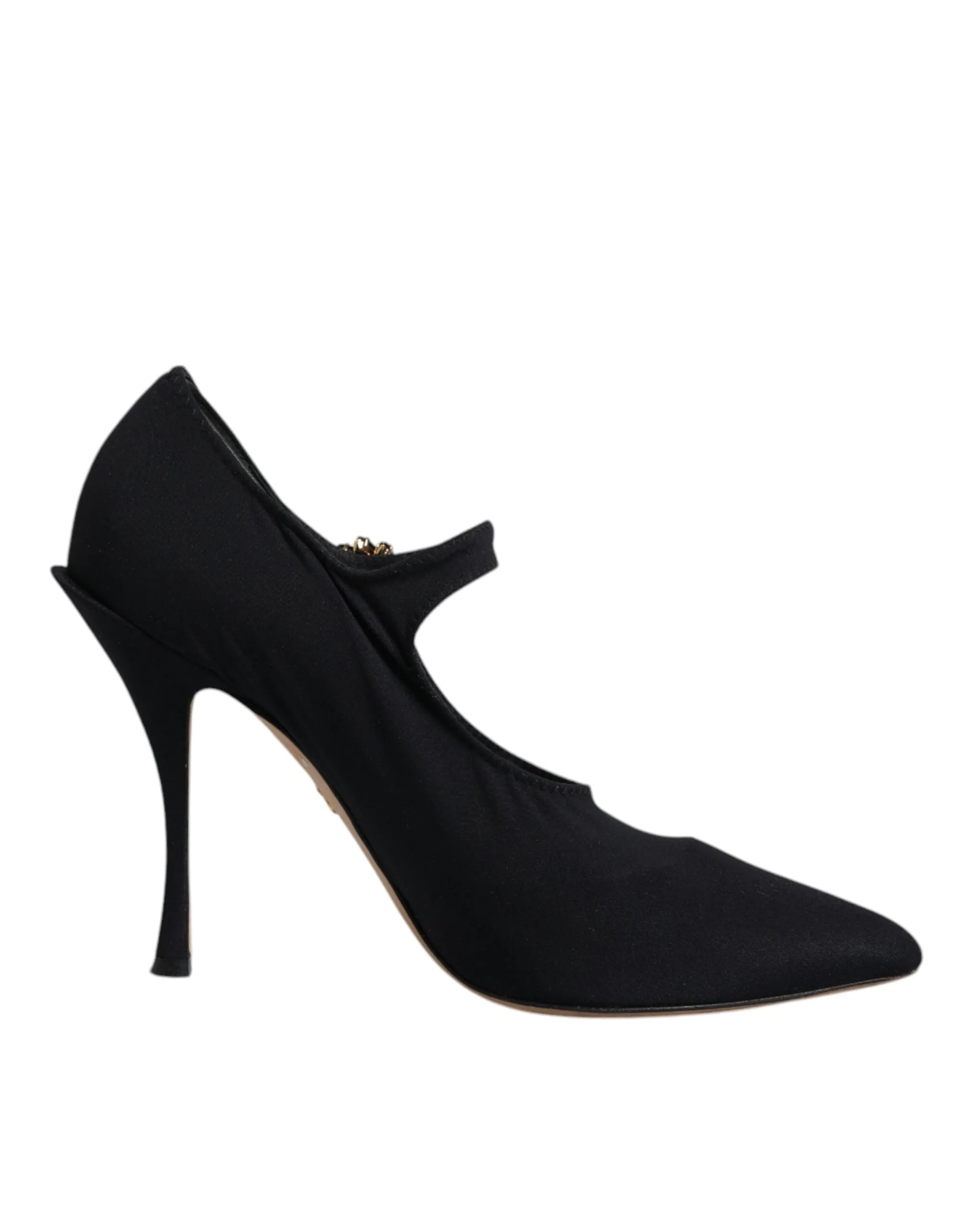 Dolce&Gabbana Women Black Pumps Nylon Stretch High Heel Mary Jane Shoes Sz EU 38