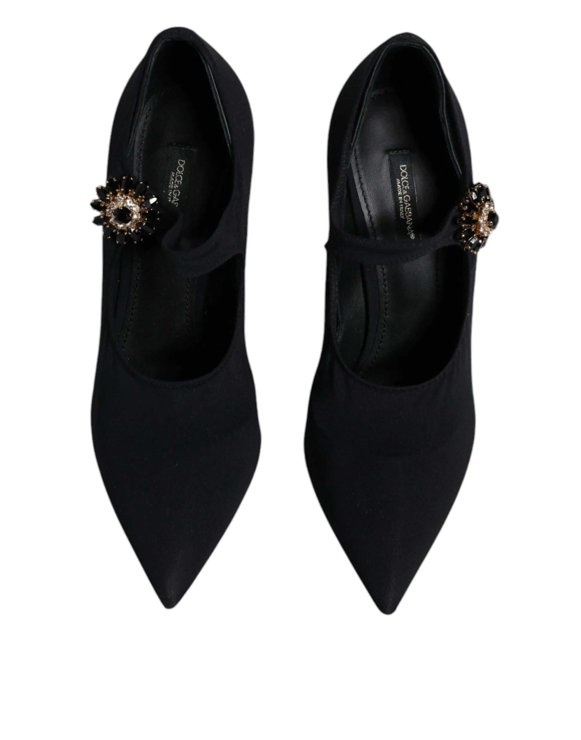 Dolce&Gabbana Women Black Pumps Nylon Stretch High Heel Mary Jane Shoes Sz EU 38