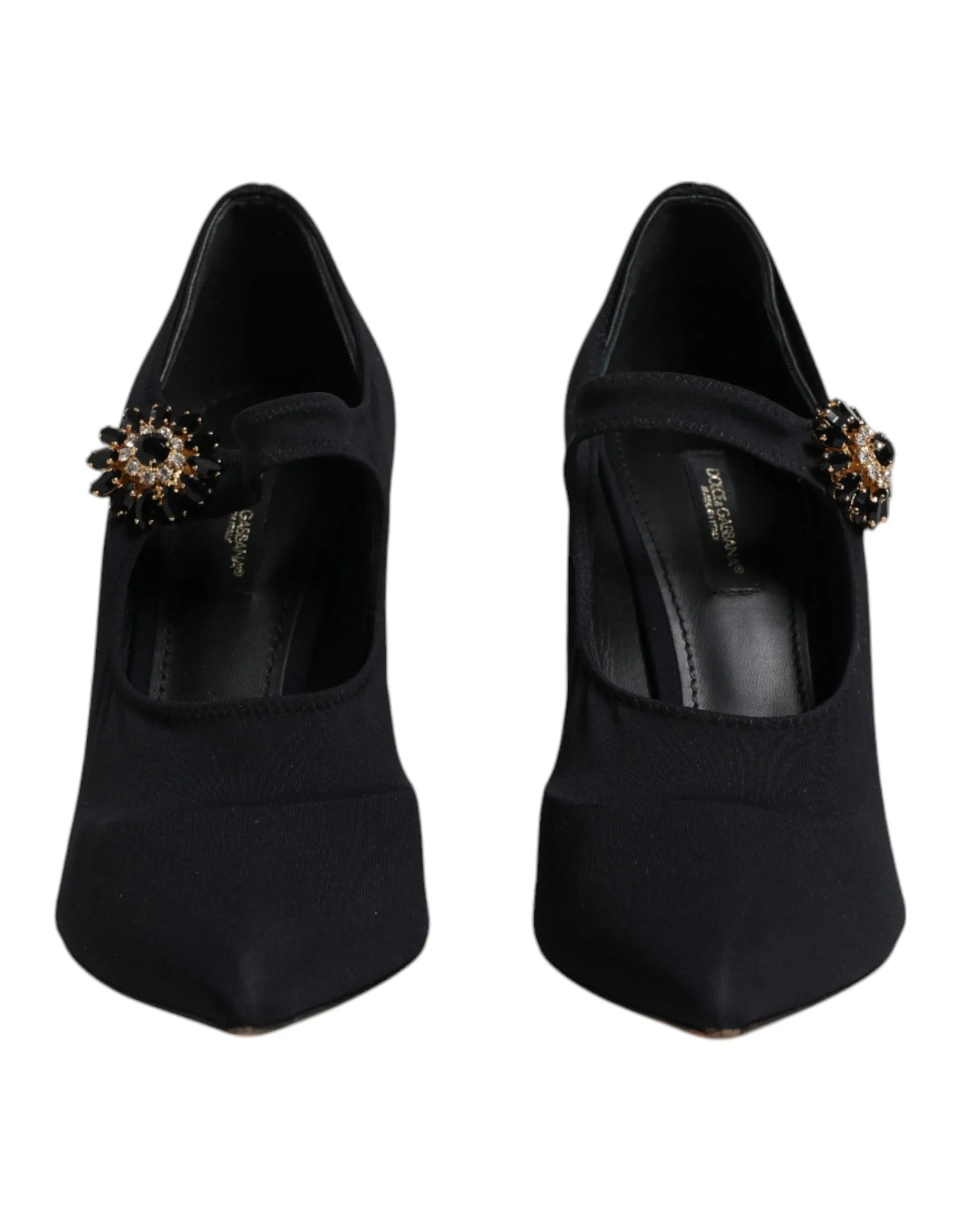 Dolce&Gabbana Women Black Pumps Nylon Stretch High Heel Mary Jane Shoes Sz EU 38
