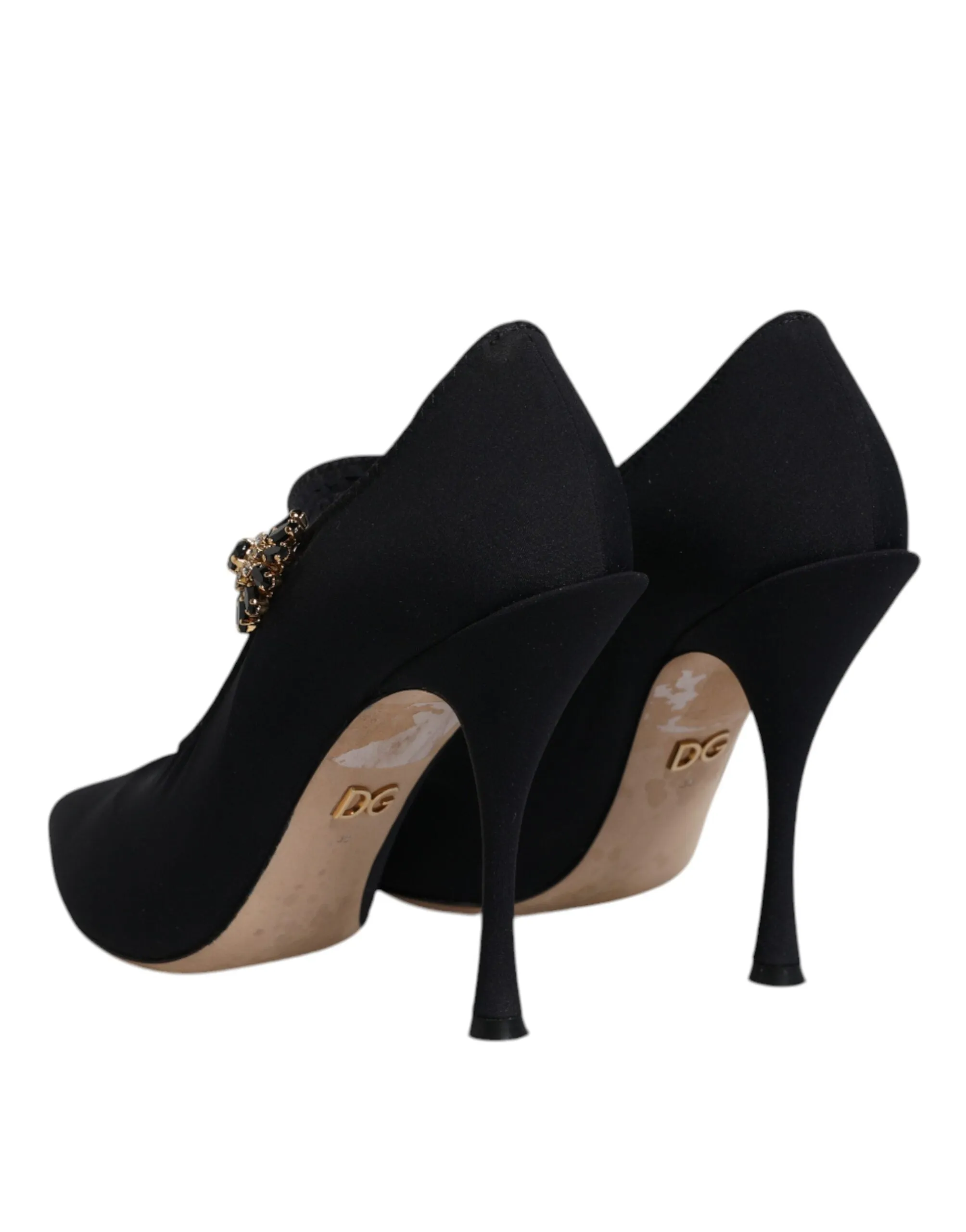 Dolce&Gabbana Women Black Pumps Nylon Stretch High Heel Mary Jane Shoes Sz EU 38