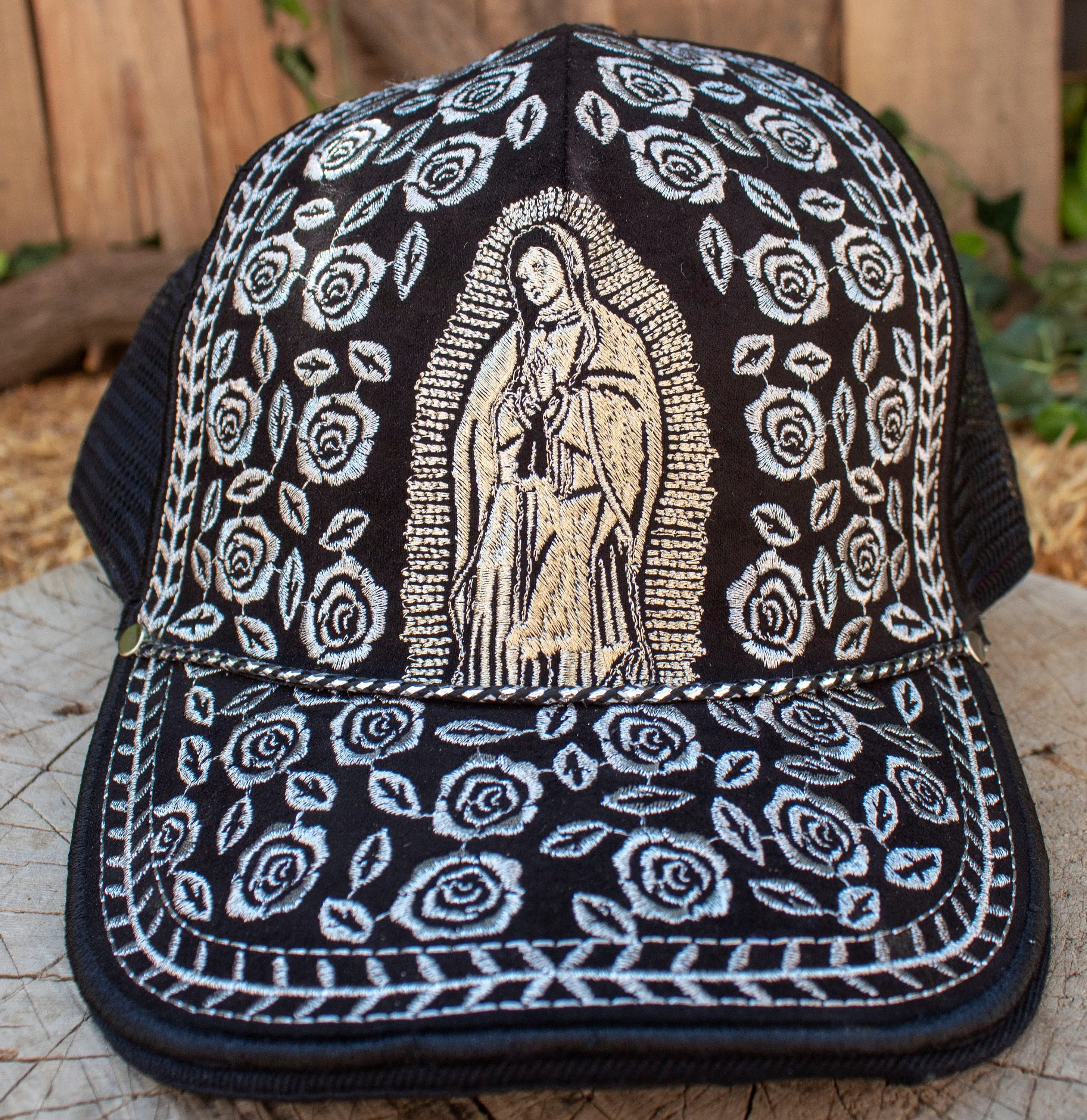 EMBROIDERED VIRGIN MARY hat adjustable trucker cap Virgen de Guadalupe