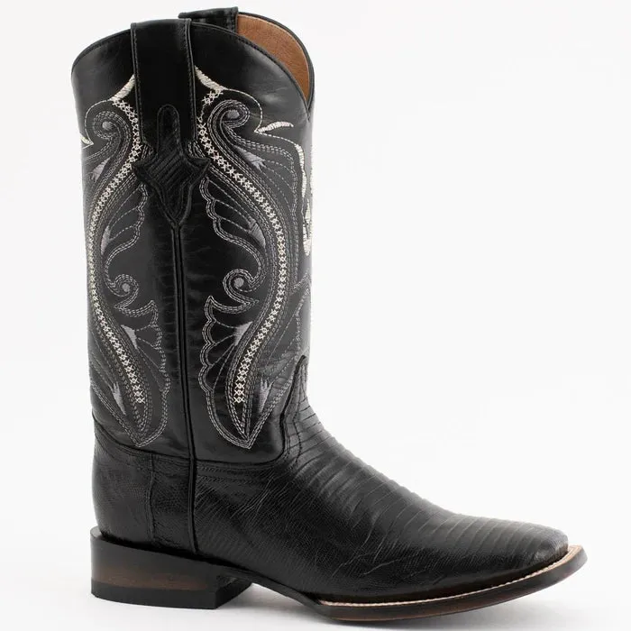 Ferrini Men's Taylor Lizard Square Toe Handcrafted - Black 1119304