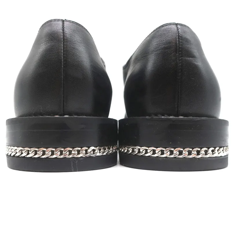Givenchy Chain-Wrapped Derby Oxfords Black Leather Size 37 Laceless Loafers