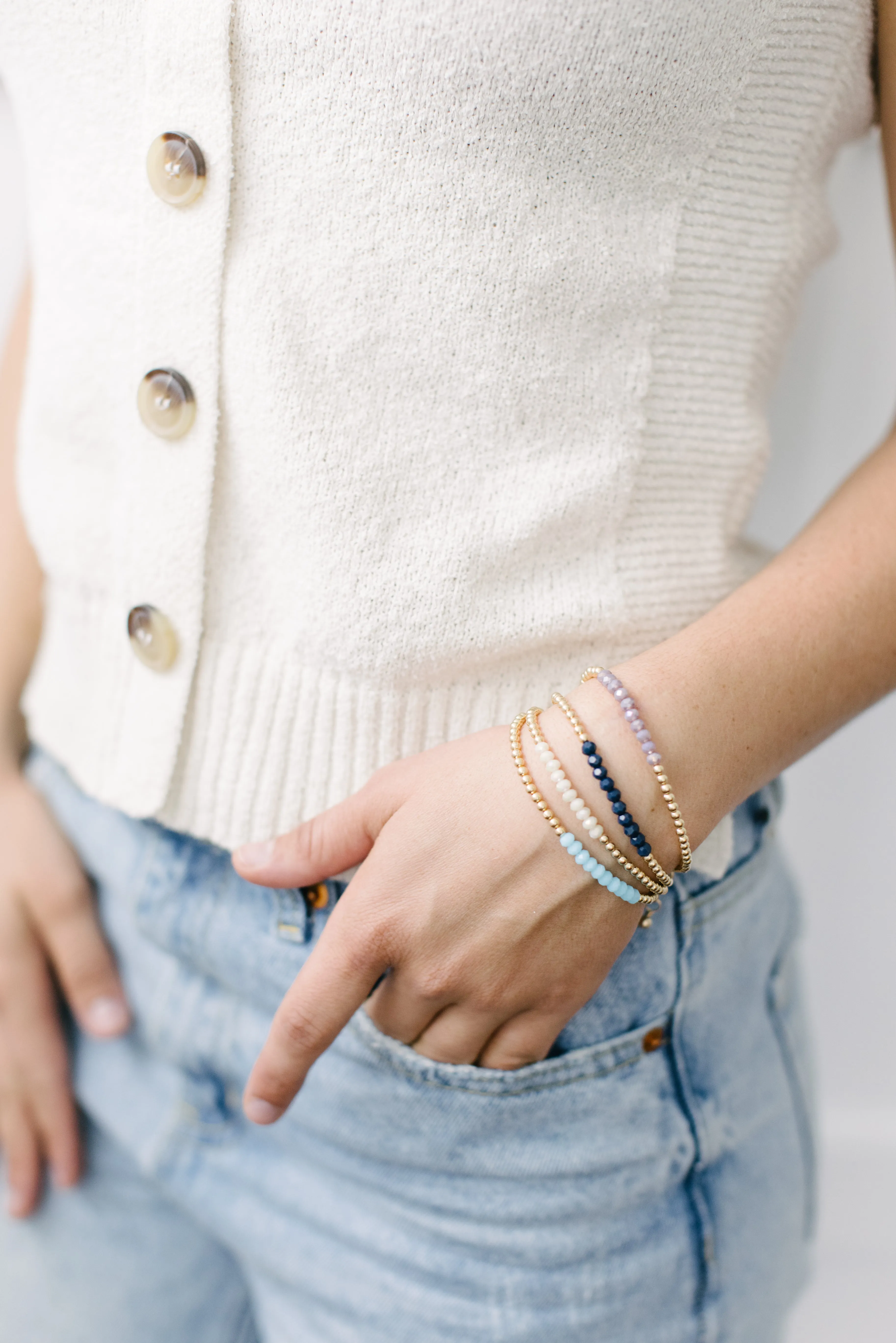 Grey Adult Bracelet (3MM   4MM beads)