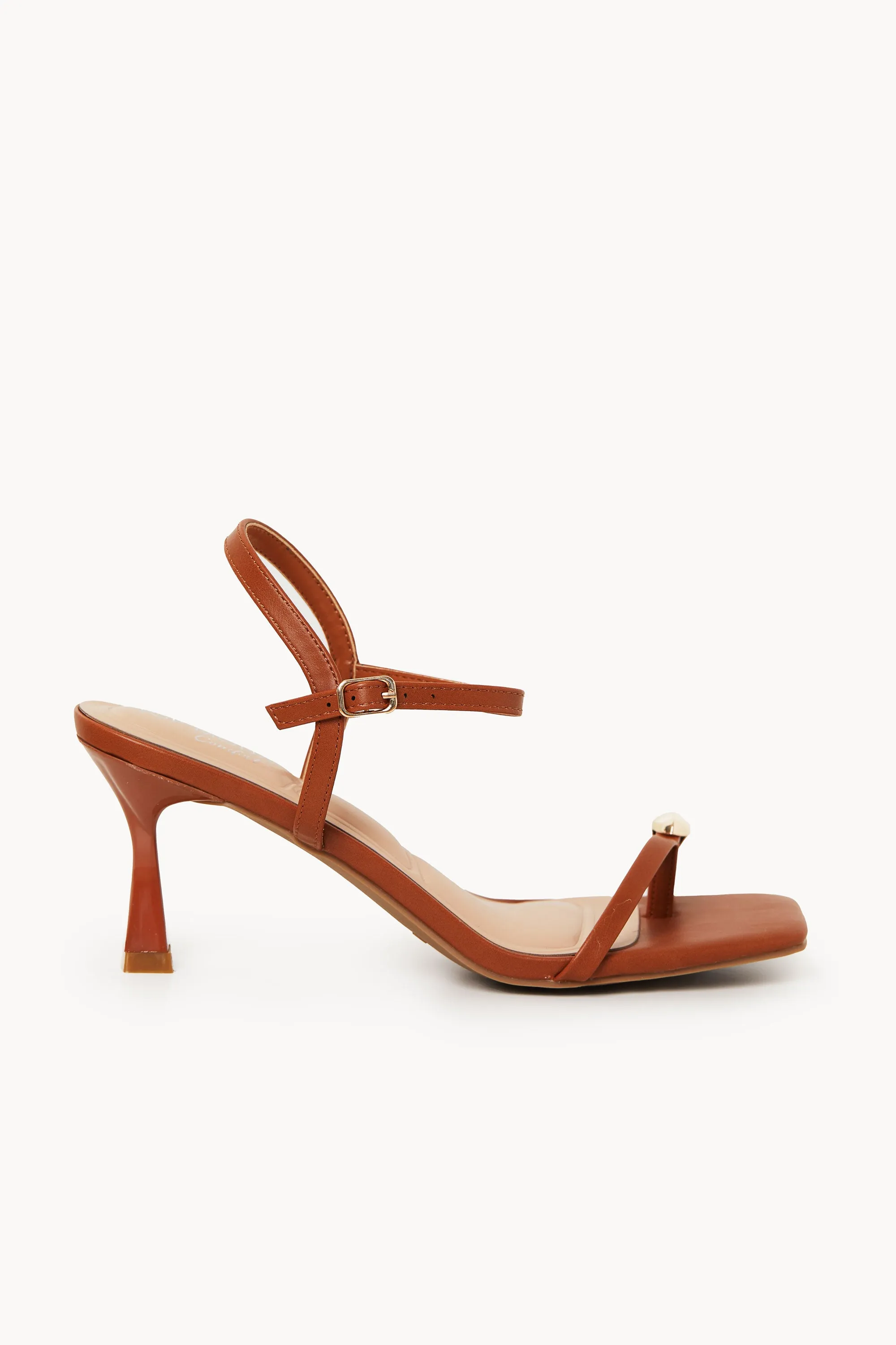 Kassidy Tan Gold Accent Heels