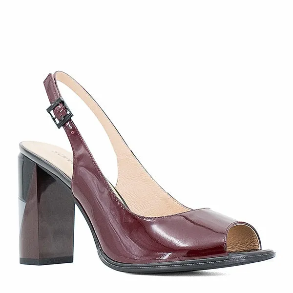 Lady Shoes Peep Toe Sandals Handmade Pumps Elegant Square High Heel solid Patent Leather Autumn Women Shoes