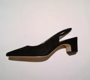 Manolo Blahnik Paledaba Black Suede Slingback Heels New Shoes