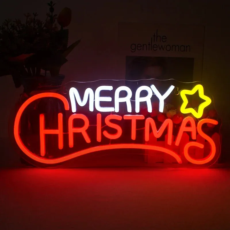 Merry Christmas Neon Sign Acrylic LED Neon Lights For Home Bedroom Party Club Bar Wall Decor Lamps Christmas Decor Neon Lights