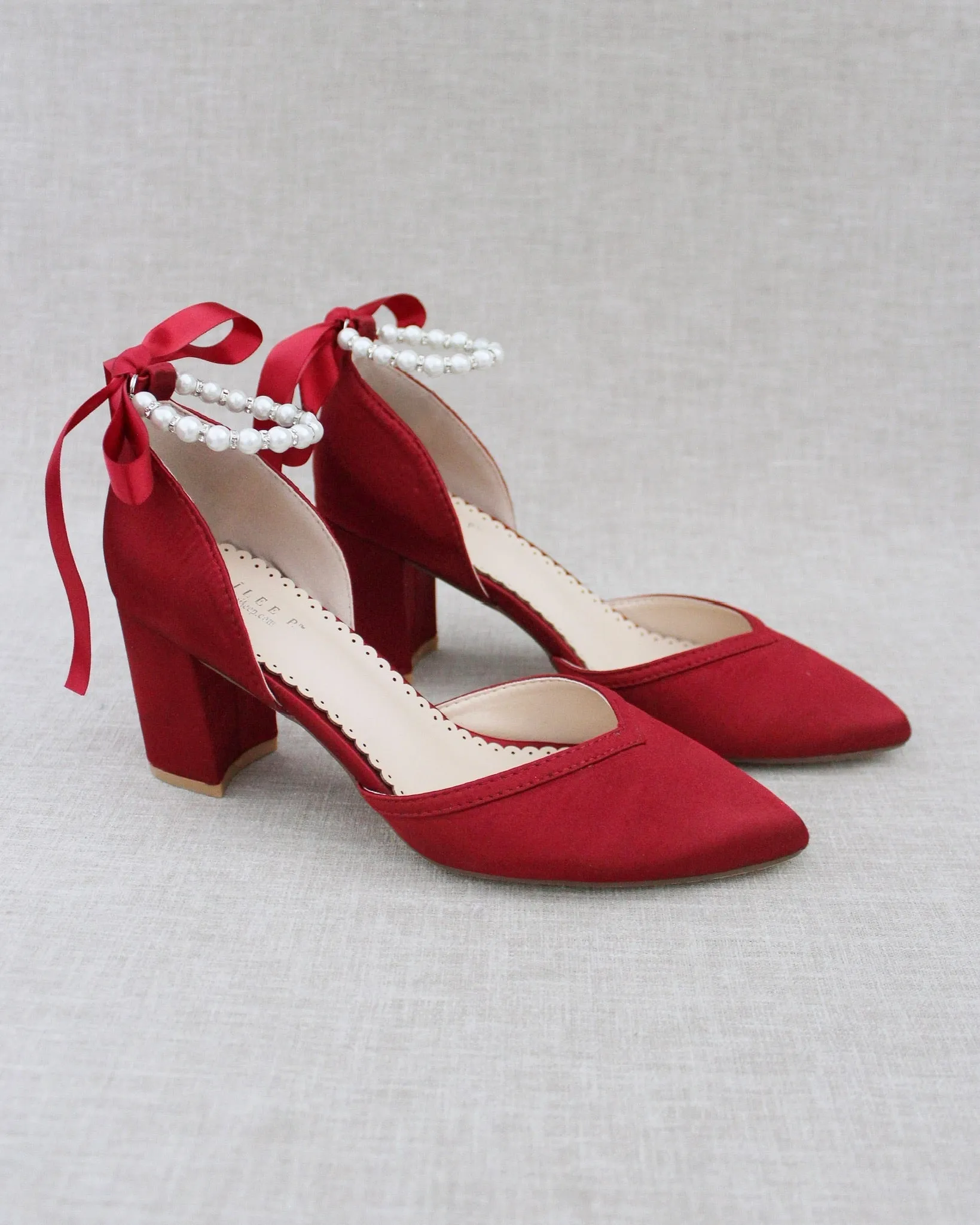 Pearl Ankle Strap Evening Block Heel