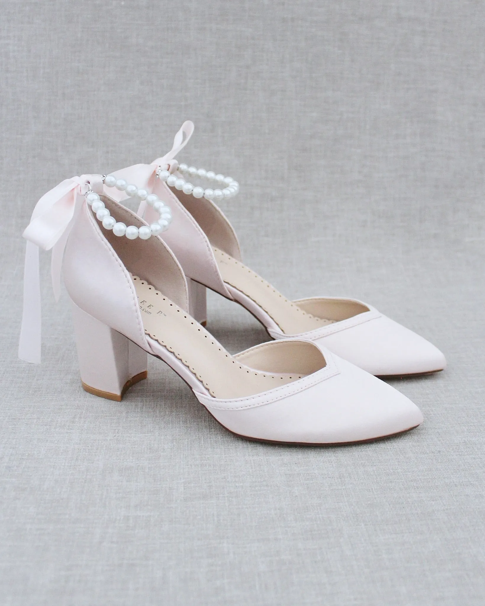 Pearl Ankle Strap Evening Block Heel