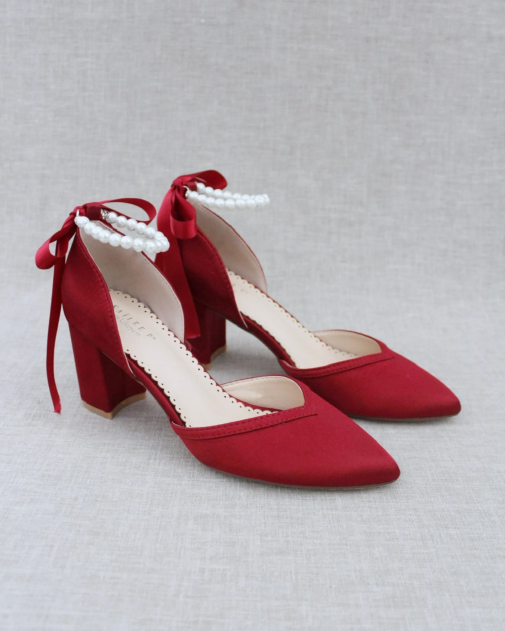 Pearl Ankle Strap Evening Block Heel