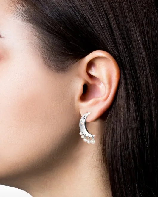 Pearl Moon Earring