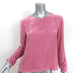 Raquel Allegra Top Jane Pink Velvet Size 0 Gathered-Sleeve Blouse NEW