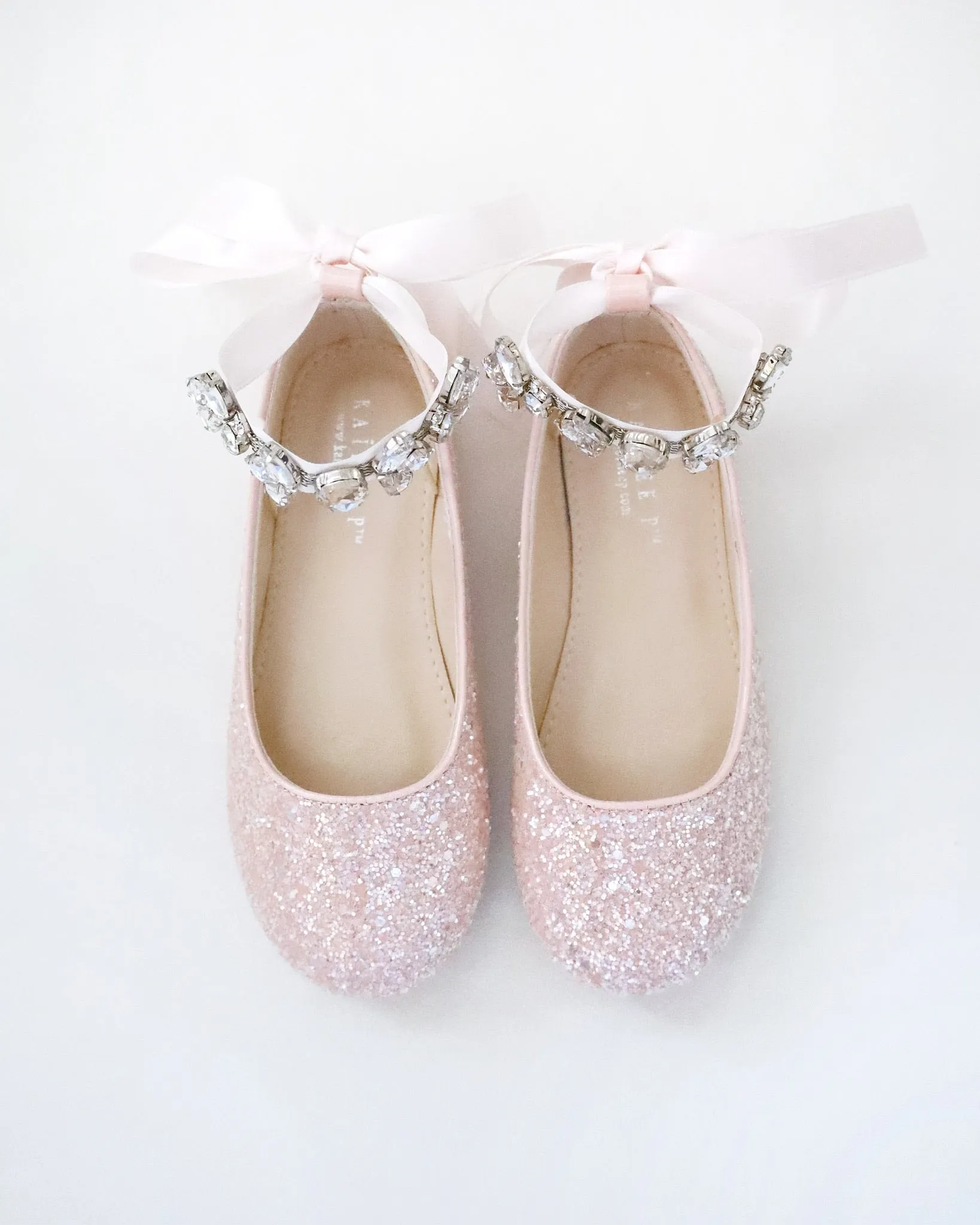 Rock Glitter Ballet Flats with Navette Cluster Rhinestones Strap