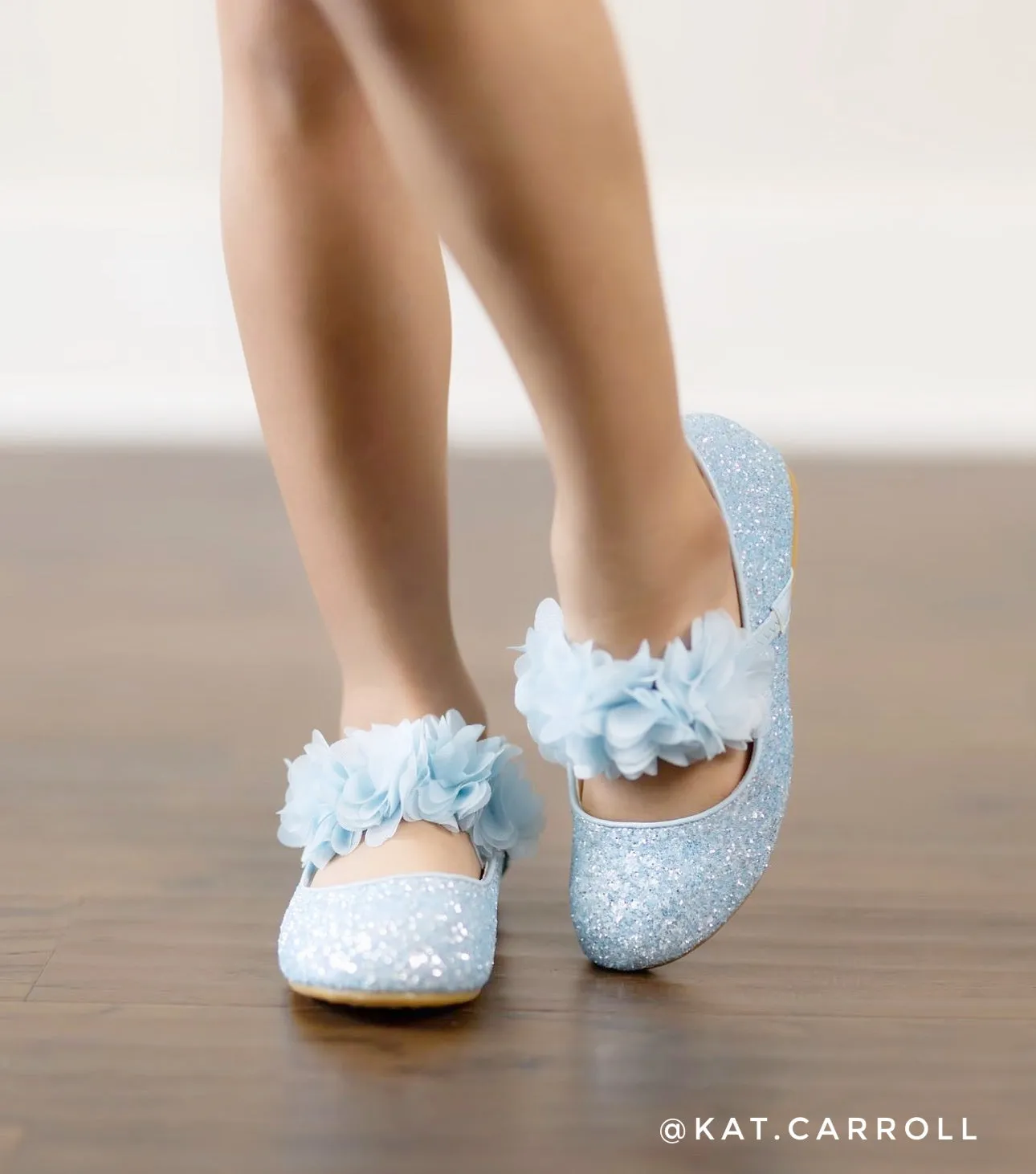 Rock Glitter Mary Jane Flats with Chiffon Flowers