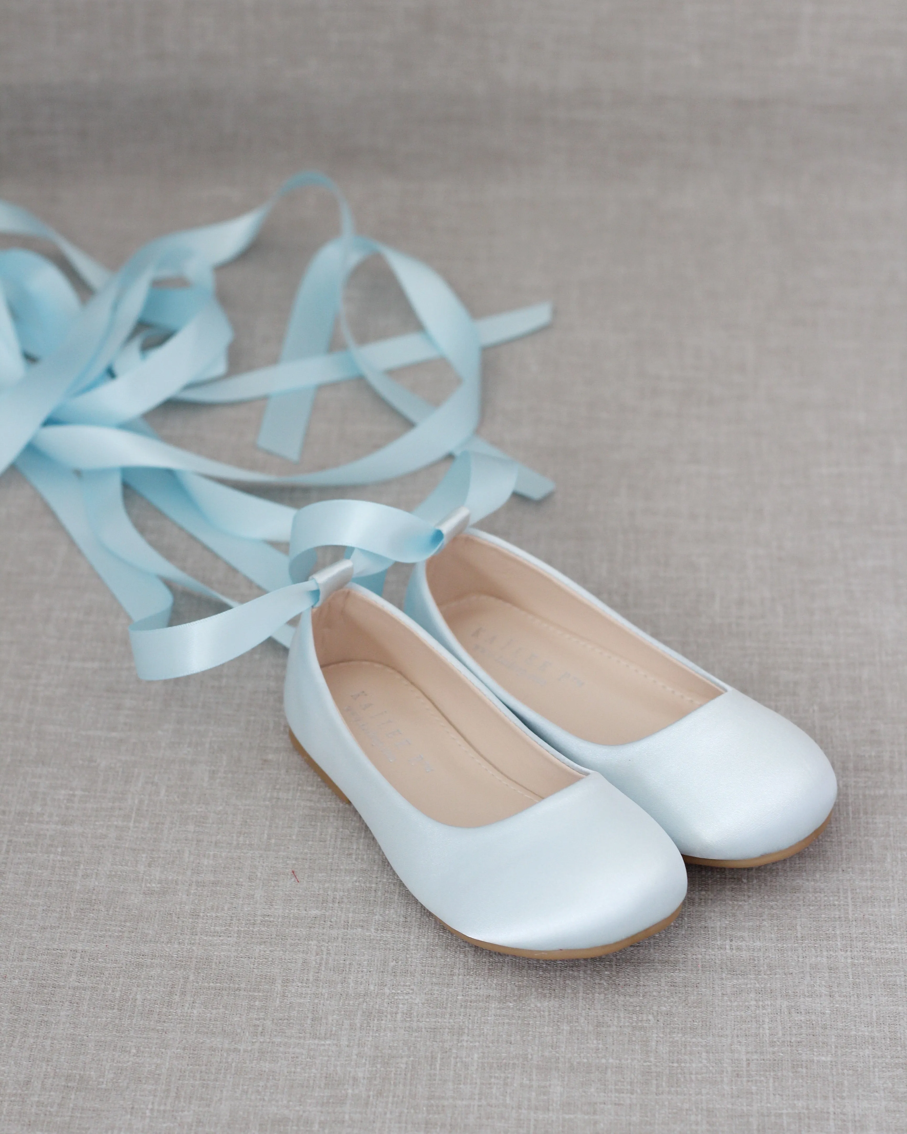 Satin Ballet Flats with Ankle Tie or Ballerina Lace Up