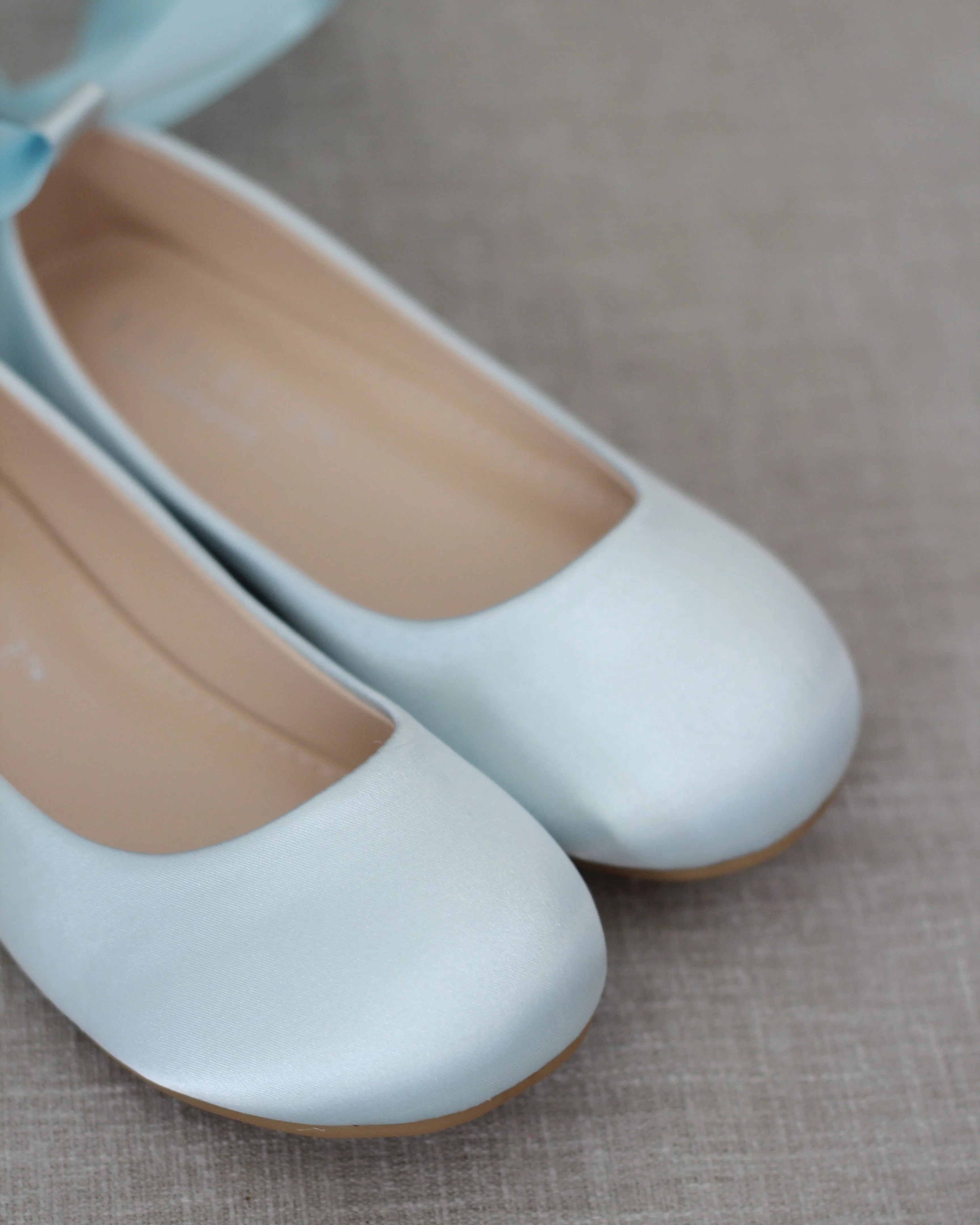 Satin Ballet Flats with Ankle Tie or Ballerina Lace Up