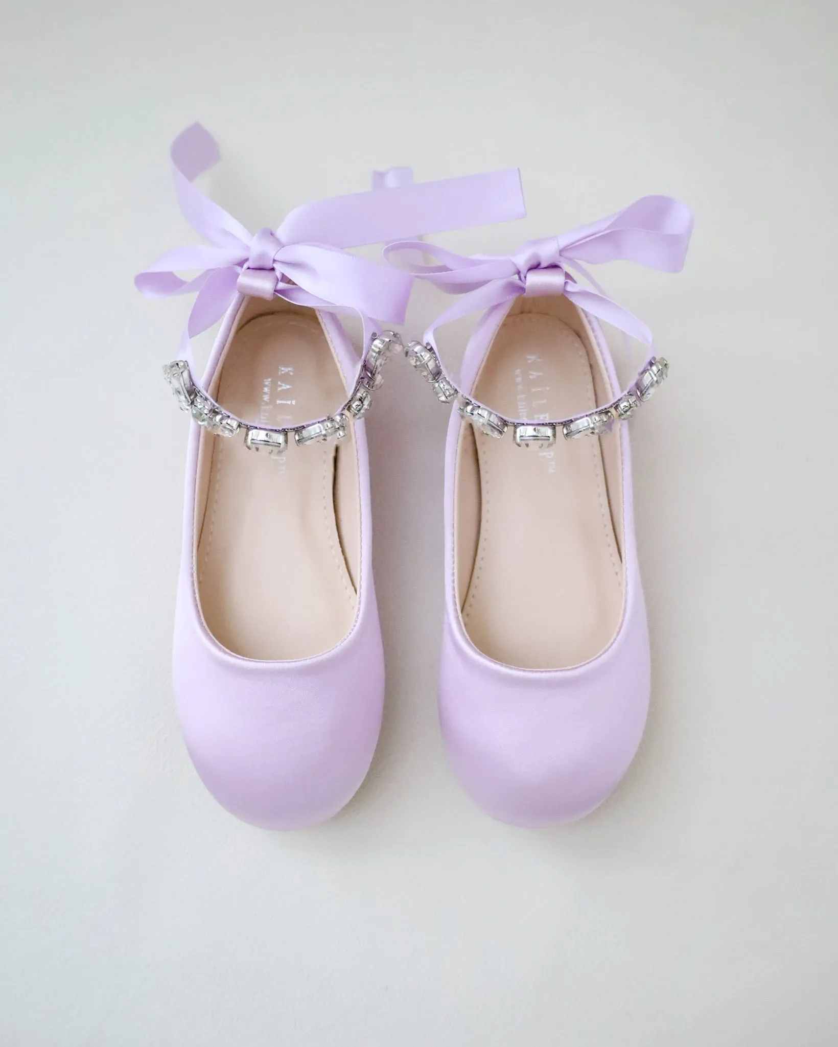 Satin Ballet Flats with Navette Cluster Rhinestones