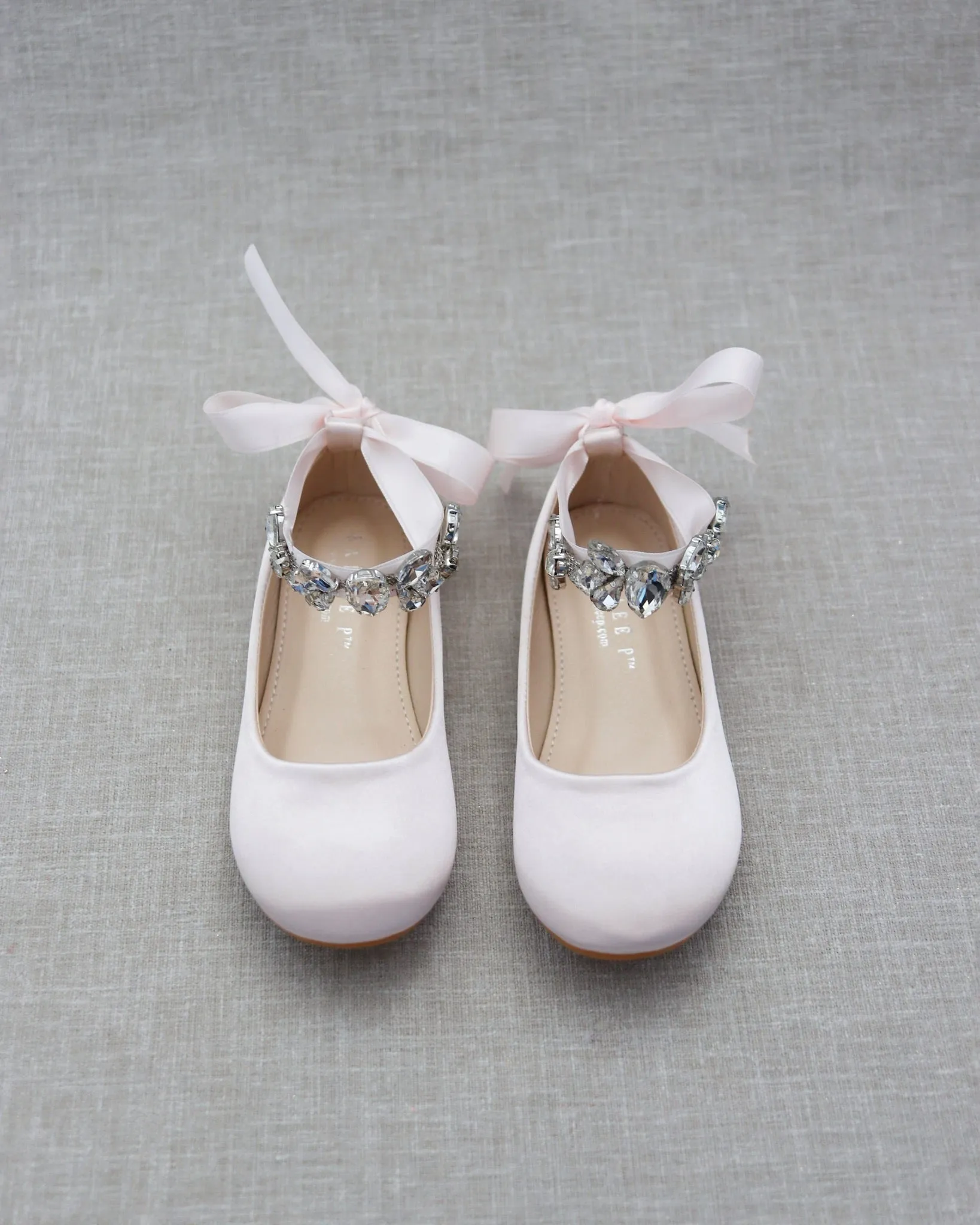 Satin Ballet Flats with Navette Cluster Rhinestones