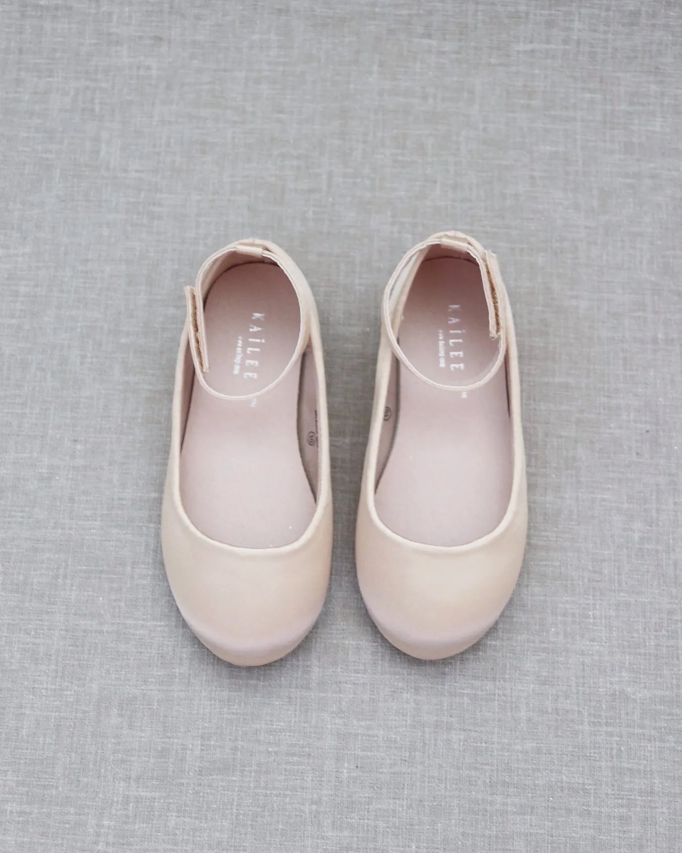 Satin Flats with Velcro Ankle Strap