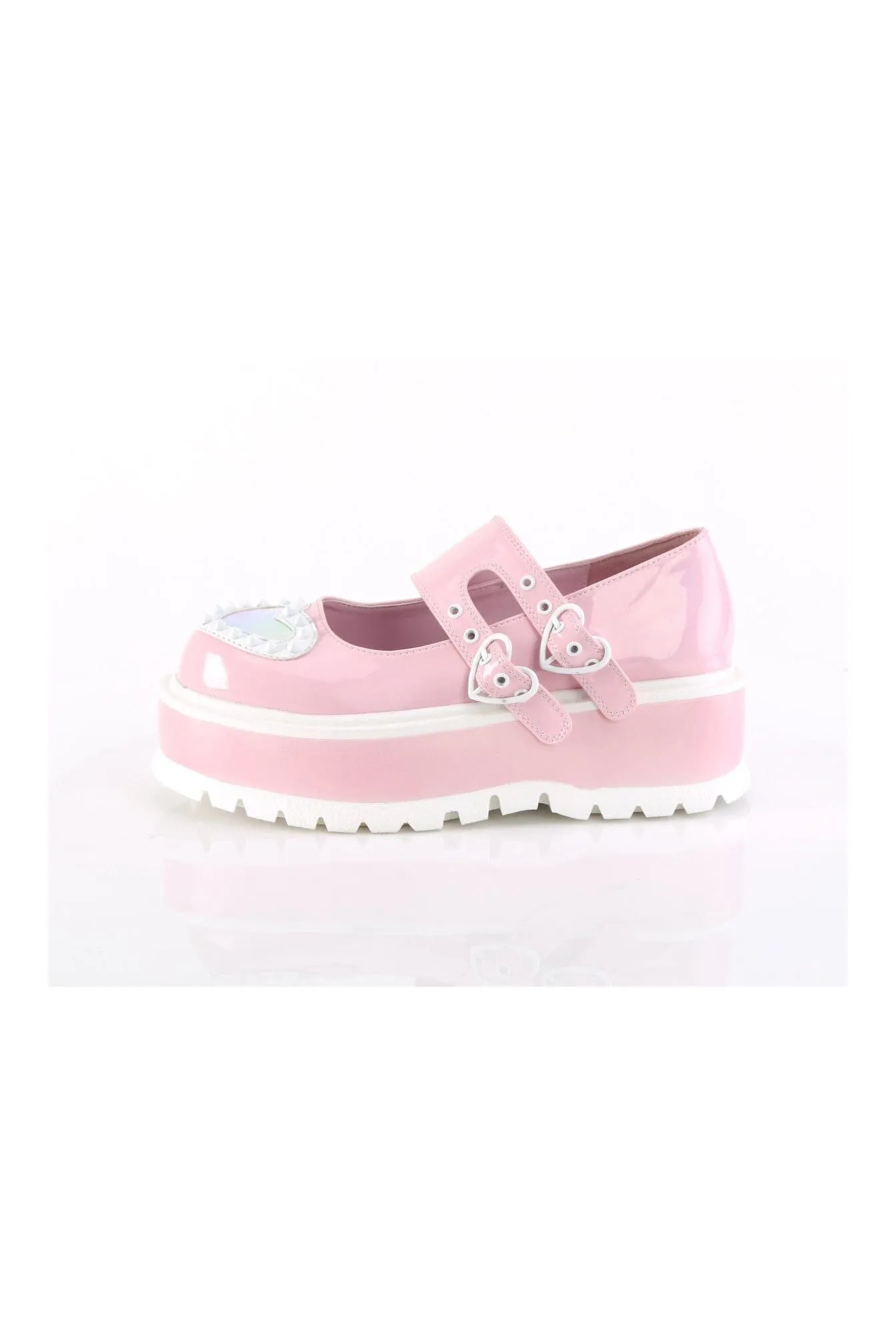 SLACKER-25 Pink Hologram Patent Mary Janes