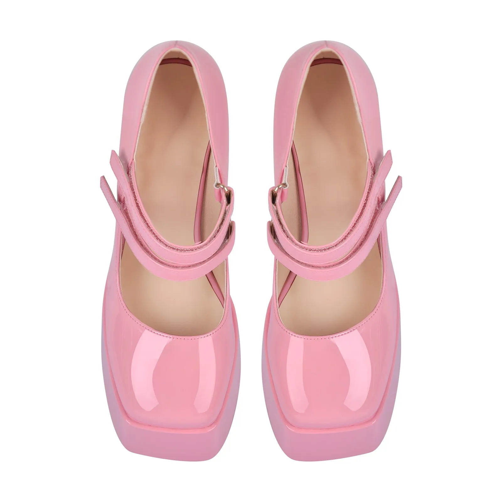 Square Toe Chunky Heel Platform Mary Jane Pumps Sandals