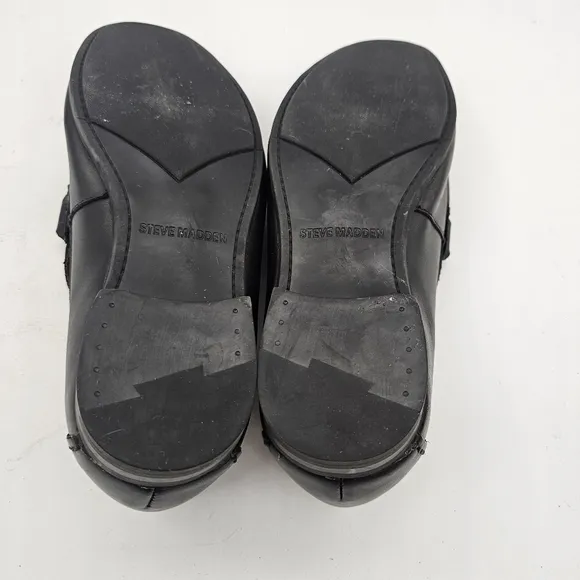 Steve Madden Palmir Mens Black Leather Bit Hardware Slip On Loafer Size 7