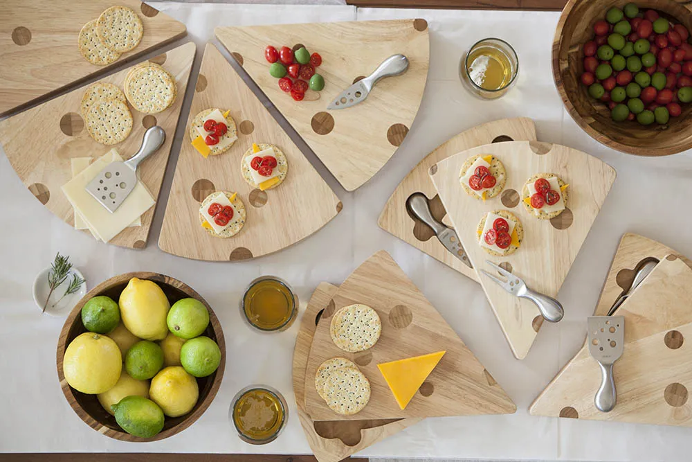 SWISS CHEESE Cutting Board & Tools Set, (RUBBERWOOD)