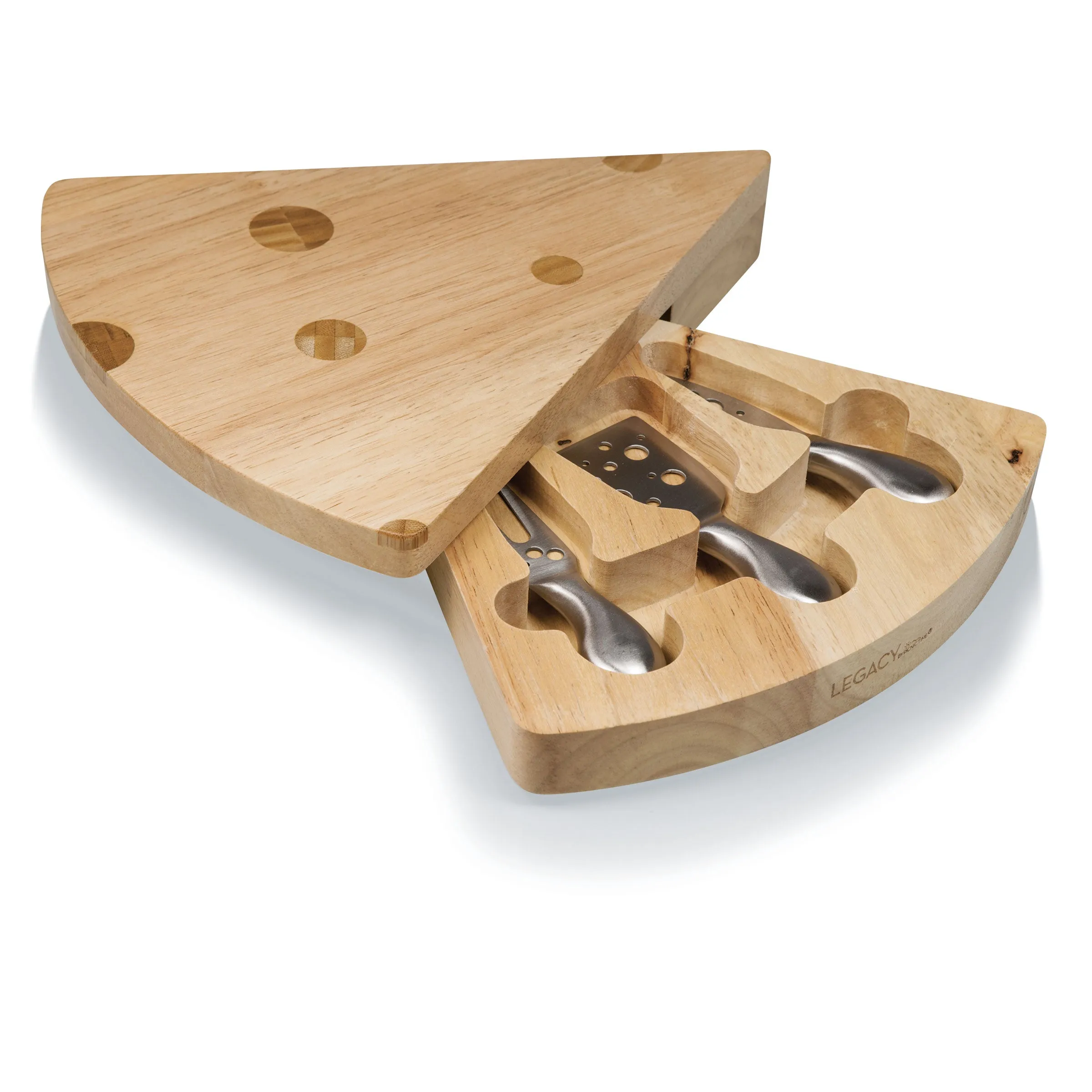SWISS CHEESE Cutting Board & Tools Set, (RUBBERWOOD)