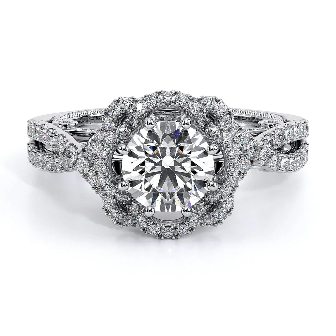 Verragio Twisted Shank Halo Diamond Engagement Ring