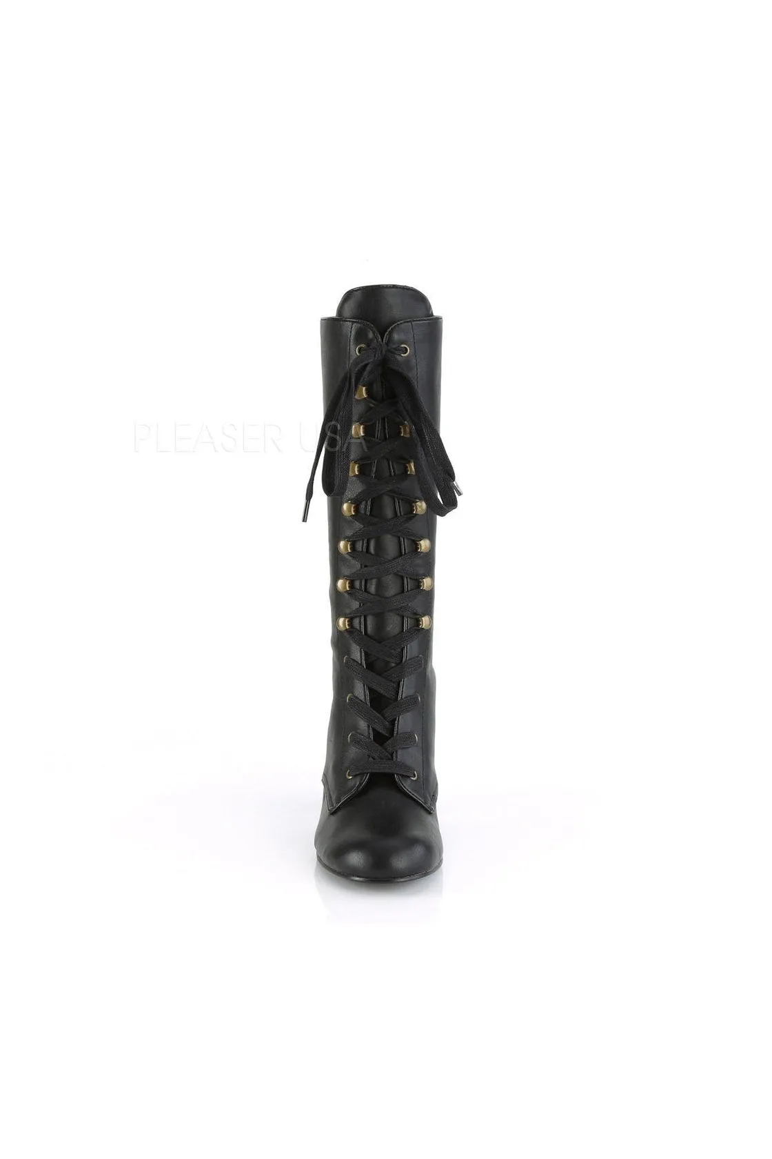 VIVIKA-205 Demonia Knee Boot | Black Faux Leather